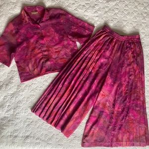Crop button-up and culottes vintage coord set